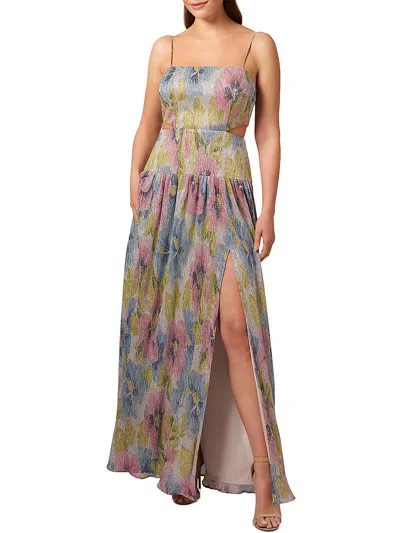 Liv Foster Womens Cutout Ribbed Evening Dress In Multi