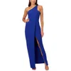 Liv Foster Womens Asymmetric Polyester Evening Dress In Blue