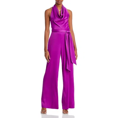 Liv Foster Womens Satin Cowl Neck Jumpsuit In Pink