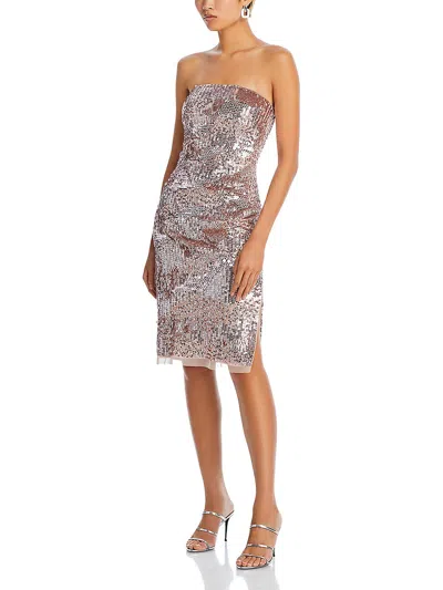 Liv Foster Womens Sequined Strapless Cocktail And Party Dress In Pink