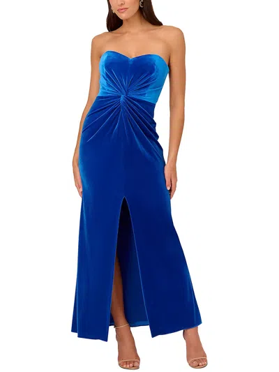 Liv Foster Womens Velvet Strapless Evening Dress In Canary