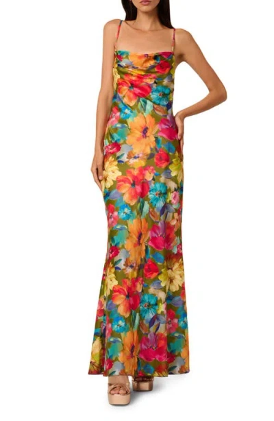 LIV FOSTER LIV FOSTER YARA FLORAL SATIN GOWN