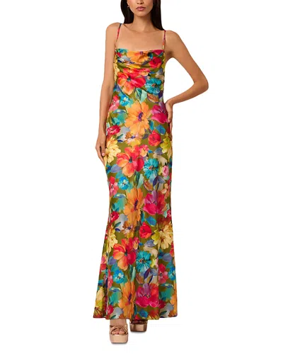 LIV FOSTER YARA PRINTED SATIN GOWN