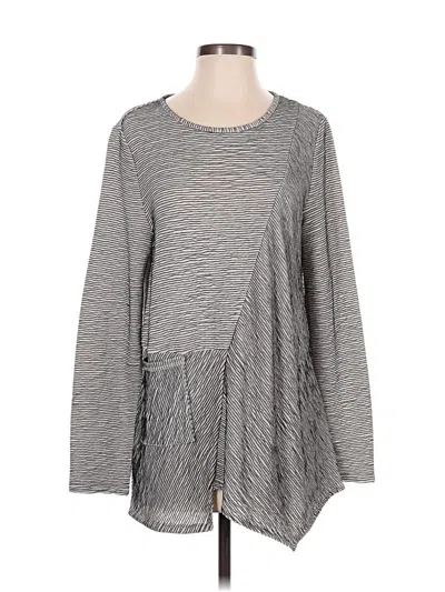 Pre-owned Liv Long Sleeve Top Gray Crew Neck Tops