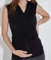 Liv Maternity Cap-sleeve Babywearing Top In Black In Black