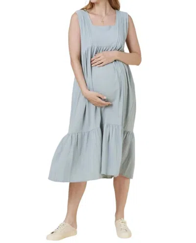 Liv Maternity Crinkled Midi Dress In Sage In Multi