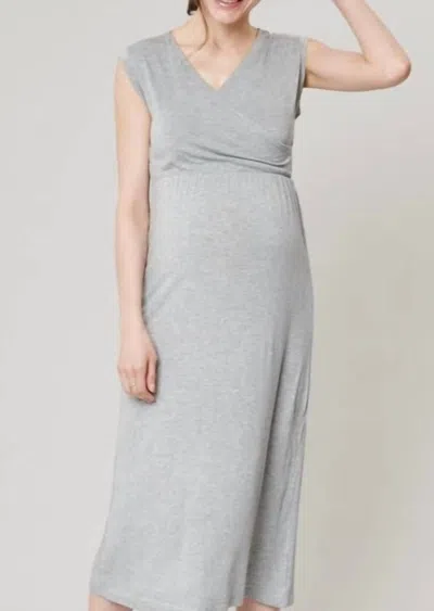Liv Maternity Jersey Nursing Dress In Gray In Grey