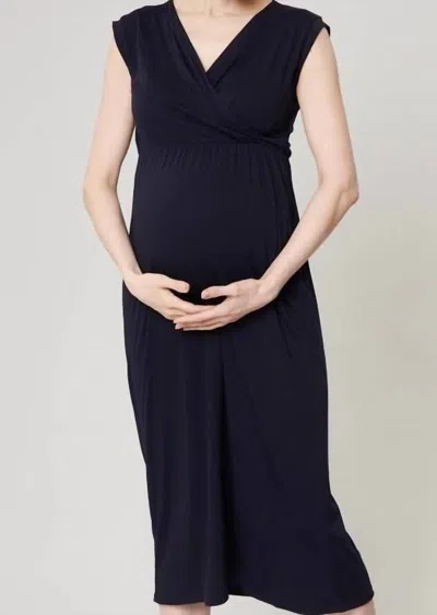 Liv Maternity Jersey Nursing Dress In Navy In Blue