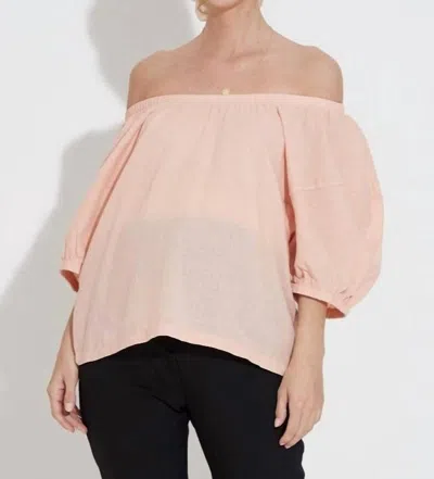 Liv Maternity Linen Puff Sleeve Tunic In Light Peach In Multi