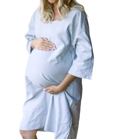 Liv Maternity Linen Shift Dress In Light Gray In Multi