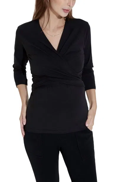 Liv Maternity Long-sleeve Babywearing Top In Black