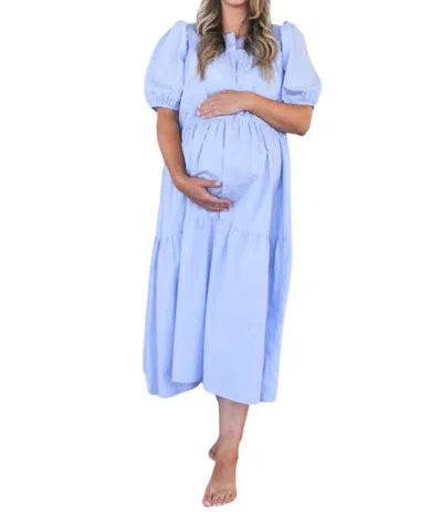 Liv Maternity Poplin Maxi Dress In Blue