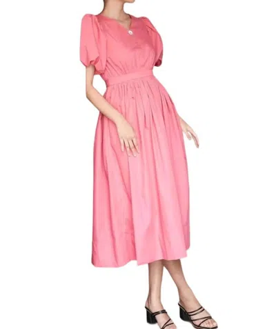 Liv Maternity Poplin Midi Dress In Coral In Pink