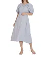 Liv Maternity Puff Sleeve Poplin Dress In Pewter In Silver