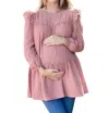 Liv Maternity Ruffle Muslin Tunic In Dusty Pink In Pink