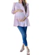 LIV MATERNITY RUFFLE MUSLIN TUNIC IN LIGHT MAUVE