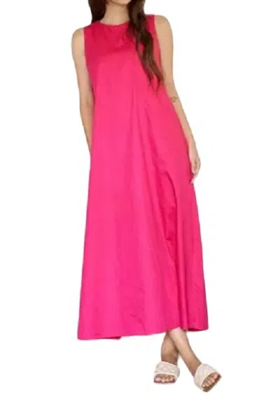 Liv Maternity Sleeveless Poplin Maternity Dress In Fuschia In Pink