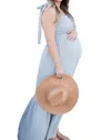 Liv Maternity Smocked Gauze Dress In Sage In Multi