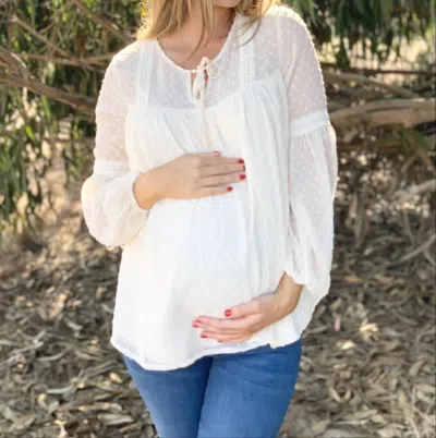 Liv Maternity Swiss Dot Lace Blouse In Ivory In Multi