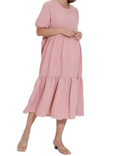 Liv Maternity Textured Midi Dress In Dusty Pink