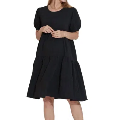 Liv Maternity Textured Puff Sleeve Dress In Black