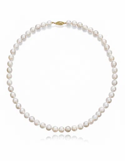 Liv Oliver 14k Solid Gold Classic Pearl Necklace In White