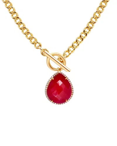 Liv Oliver 18k 24.75 Ct. Tw. Rubies Cz Drop Necklace In Gold