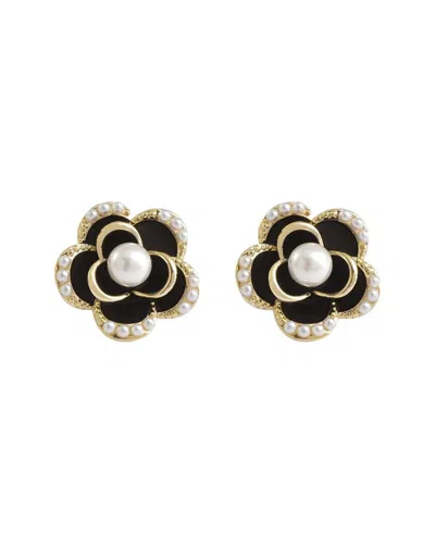 Liv Oliver 18k 2-6mm Pearl Rose Studs In Black