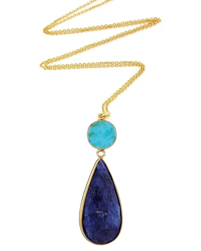 Liv Oliver 18k 40.00 Ct. Tw. Sapphire & Turquoise Necklace In Gold