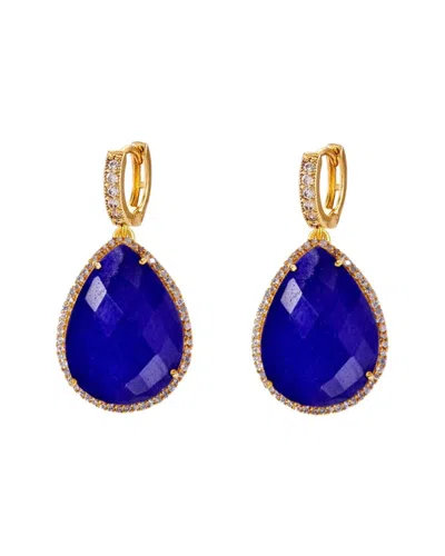 Liv Oliver 18k 55.00 Ct. Tw. Sapphire Cz Drop Earrings In Blue