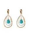 Liv Oliver 18k Gold & Silver Two Tone Oval Turquoise Earrings