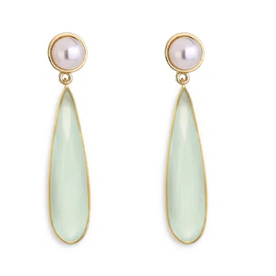 Liv Oliver 18k Chalcedony Drop Earrings In Silver