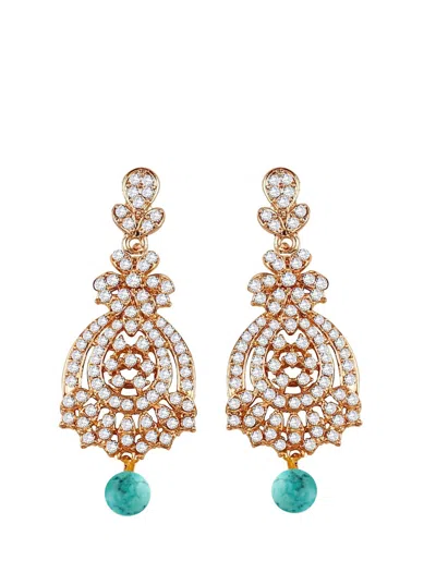 Liv Oliver 18k Chandelier Turquoise Drop Earrings In Gold