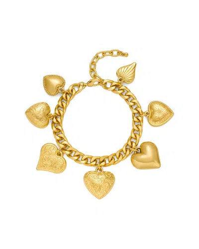 Liv Oliver 18k Cz Heart Charm Bracelet In Gold