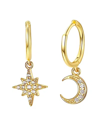 Liv Oliver 18k Cz Sun & Moon Drop Earrings In Gold