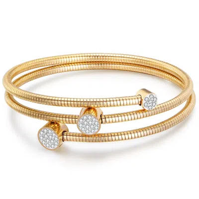 Liv Oliver 18k Gold & Cz Wrap Bangle Bracelet In Silver