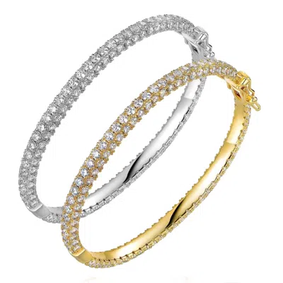 Liv Oliver 18k Gold & Silver Embellished Bangle Set