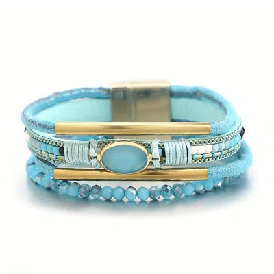 Liv Oliver 18k Plated 14.5 Ct. Tw. Gemstone Bracelet In Blue