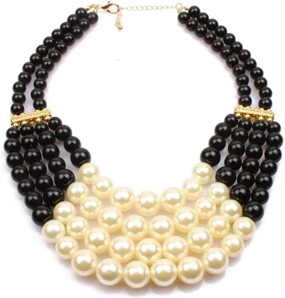 Liv Oliver 18k Gold Black & White Pearl Bold Necklace In Multi