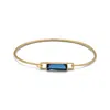 Liv Oliver 18k Gold Blue Quartz Emerald Cut Bangle In Gold