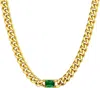 Liv Oliver 18k Gold Chain Emerald-cut Green Necklace In Green