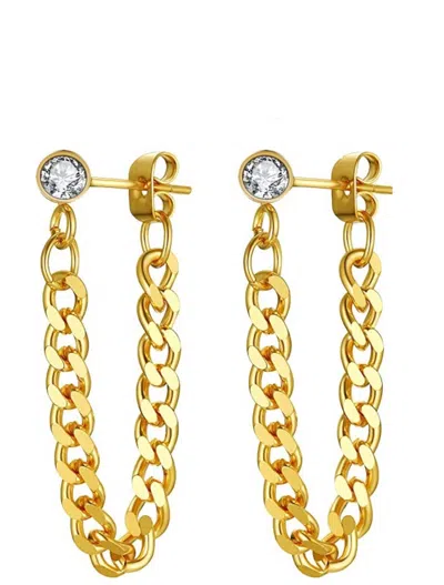 Liv Oliver 18k Gold Chain Loop Earrings