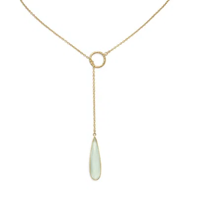 Liv Oliver 18k Plated 16.70 Ct. Tw. Sea Green Chalcedony Necklace In Gold
