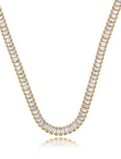 Liv Oliver 18k Gold Cz Tennis Necklace In Silver