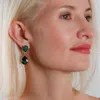 Liv Oliver 18k Gold Double Green Pear Drop Earrings In Silver