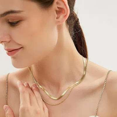 Liv Oliver 18k Gold Double Layer Necklace In Silver