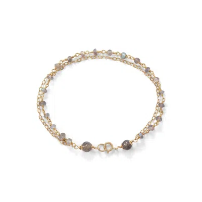 Liv Oliver 18k Gold Double Strand Labradorite Bracelet In Silver