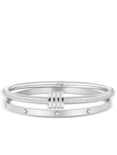 Liv Oliver 18k Gold Embellished Bangle Set In Silver