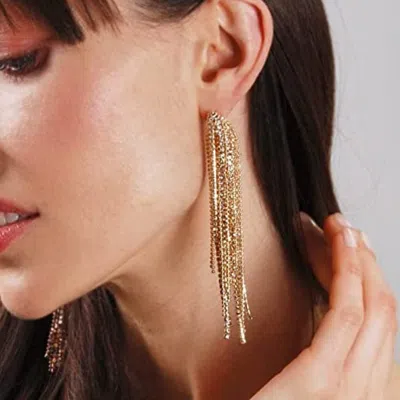 Liv Oliver 18k Gold Embellished Chandelier Statement Earrings In Silver