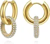 Liv Oliver 18k Gold Embellished Circle Link Earrings In Silver